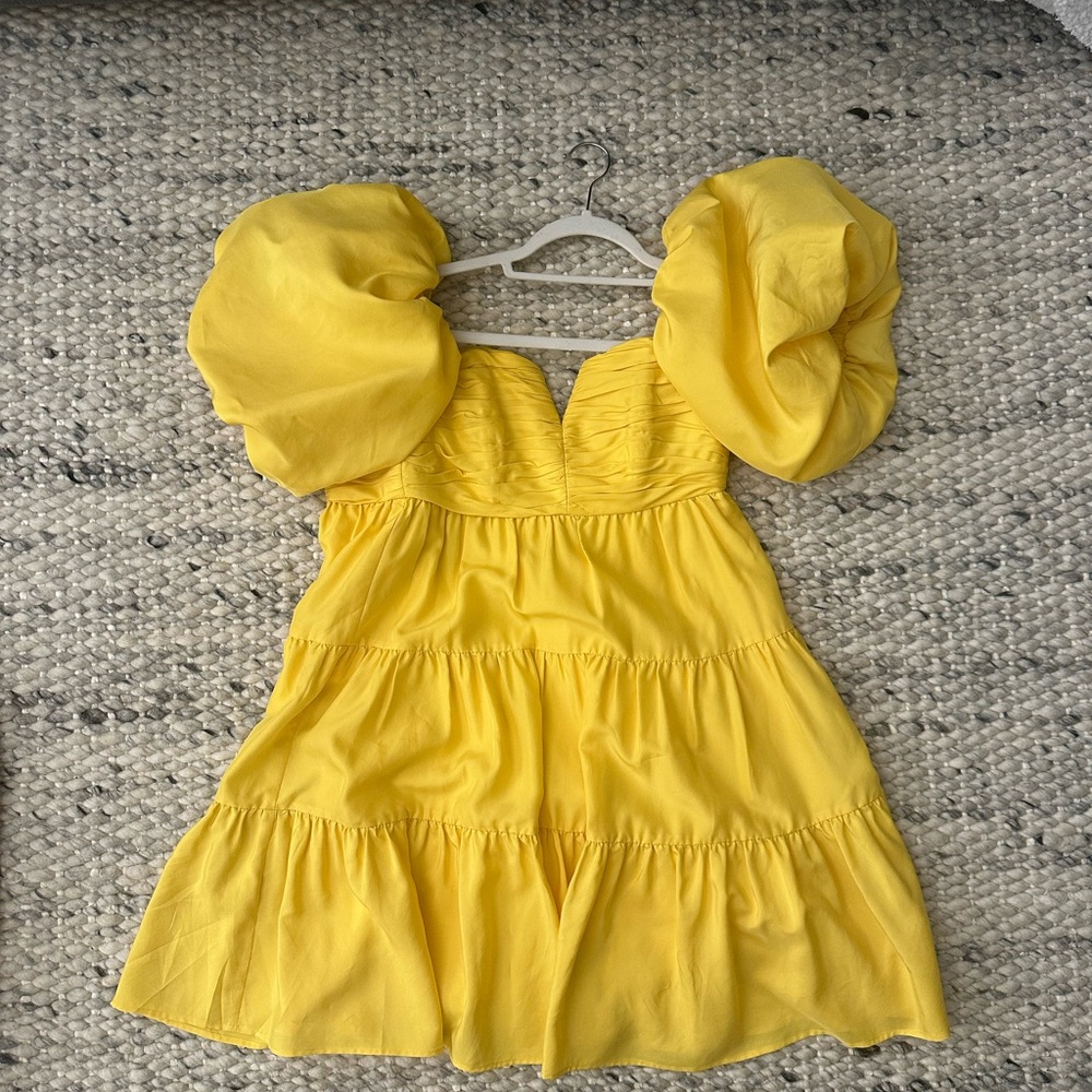 Yellow Puff Sleeves Dress